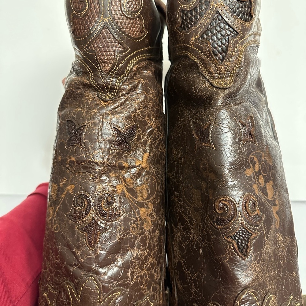 CORRAL Women's Vintage Lizard Inlay Snip Toe Cowgirl Boots C2109 Size 9.5 - Picture 6 of 16